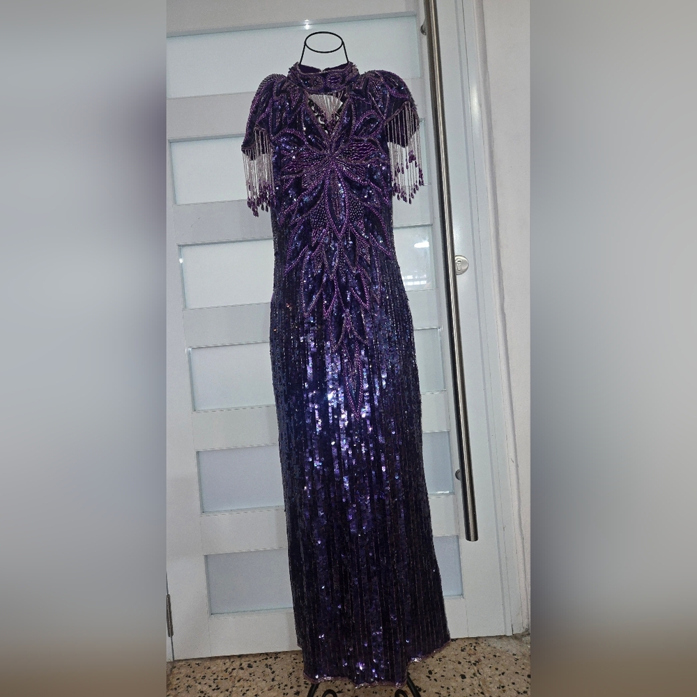 Elegant Purple Sequin Maxi Dress